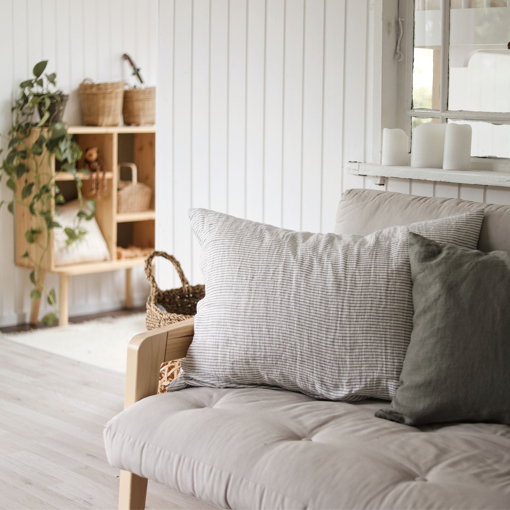 Kuddfodral i linne - Stripe